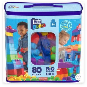 MEGA blocks big building block bag 80 piece set NWT kids toddler play set gift